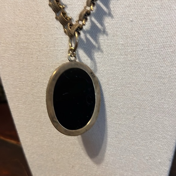 Mark Edge Victorian Gold/Jet Intaglio/Plated Gold Bronze Chain. NWOT - Picture 3 of 5